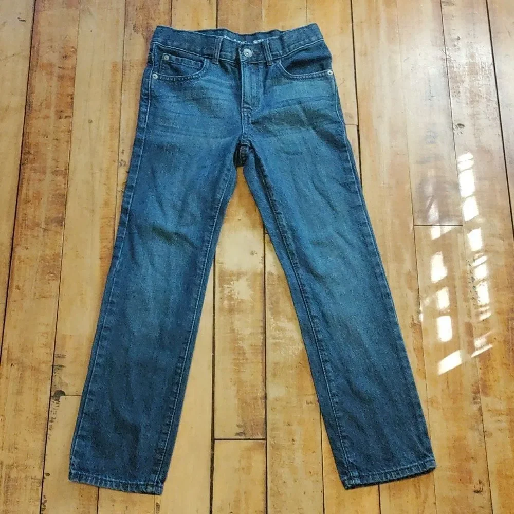 Place jeans size 8 straight leg denim cotton spring adjustable waist